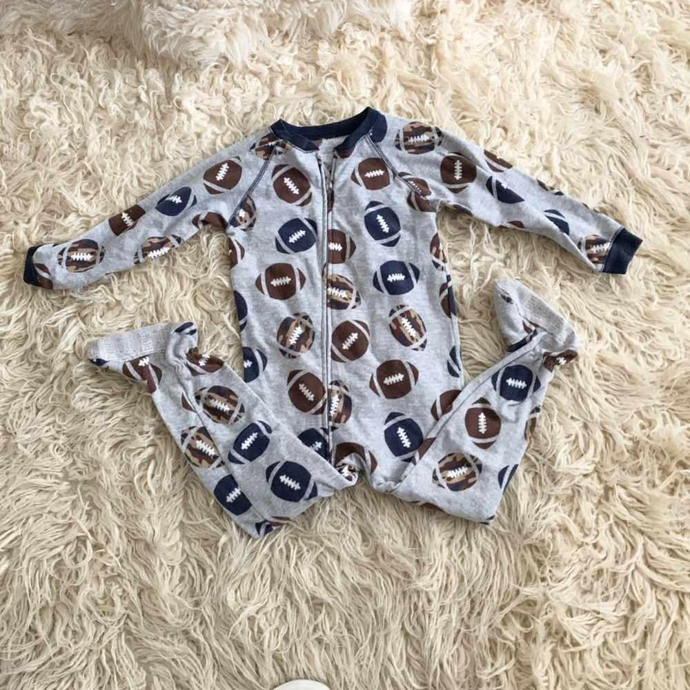 Carter’s | Child of Mine | Pajama One Piece Foot Covers Gray Blue Brown - Picture 8 of 9